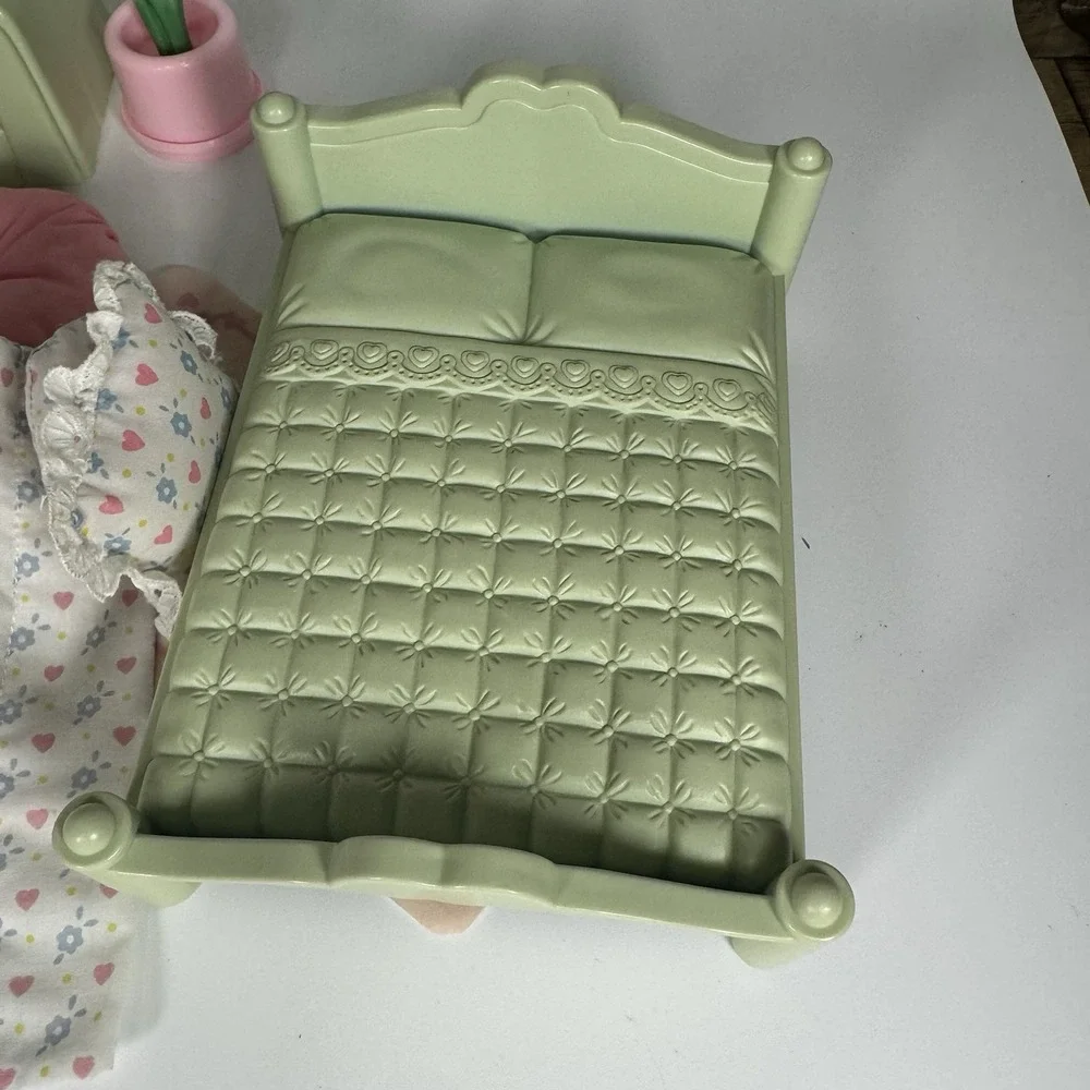 Vintage Playskool Dollhouse 1990s Furniture Lot Living Room Bed Table Mailbox